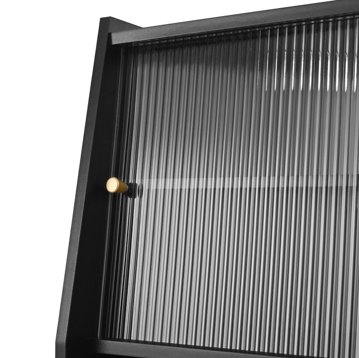 HOCHSCHRANK 120x40x184 cmSchwarz mit Fluted Glas & Ladestation - Schwarz, Holzwerkstoff (120/184/40cm) - Modfu