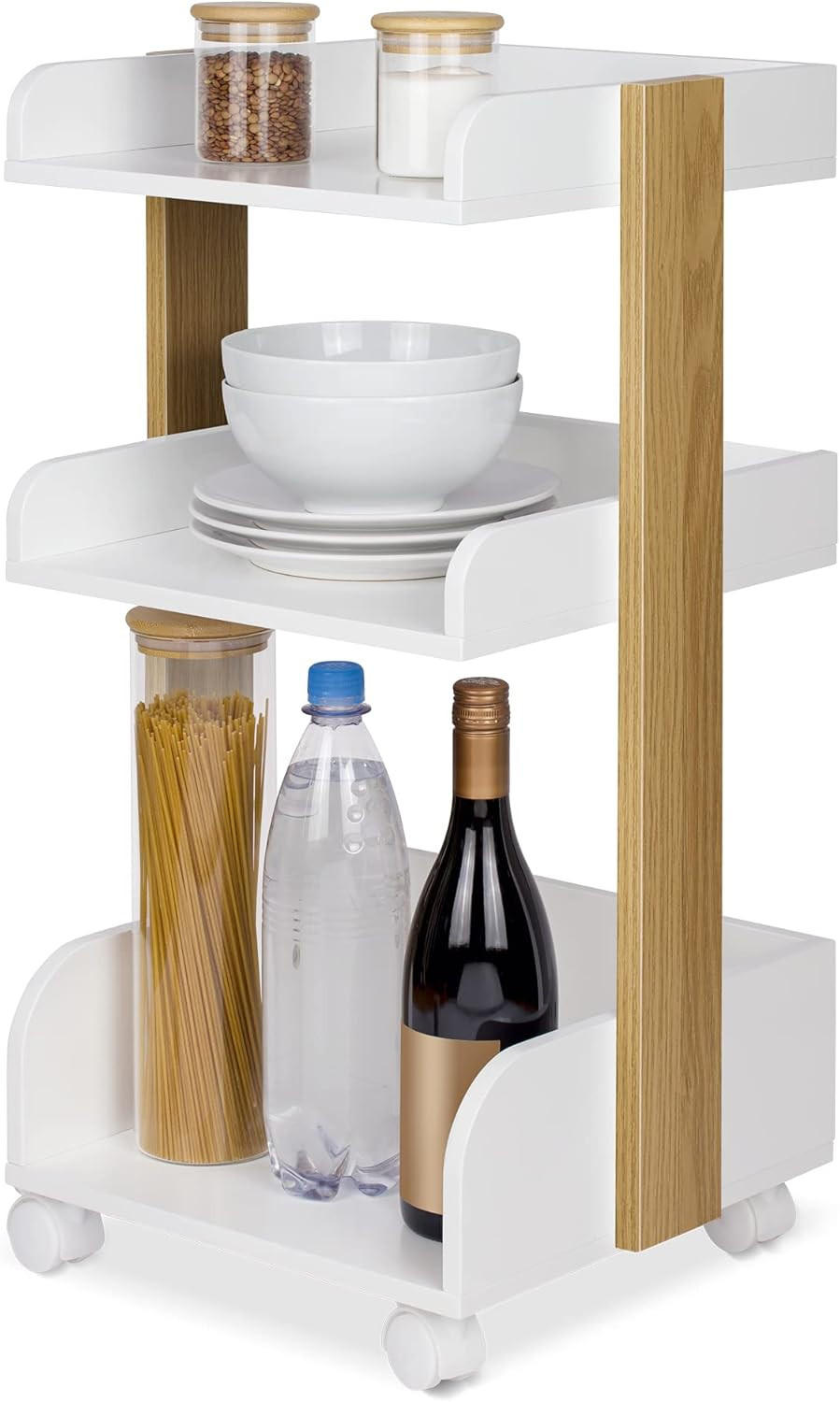 ROLLWAGEN Bosse Weiß-Eiche - Multicolor/Weiß, Holz/Holzwerkstoff (32/69/35cm) - BoMoe