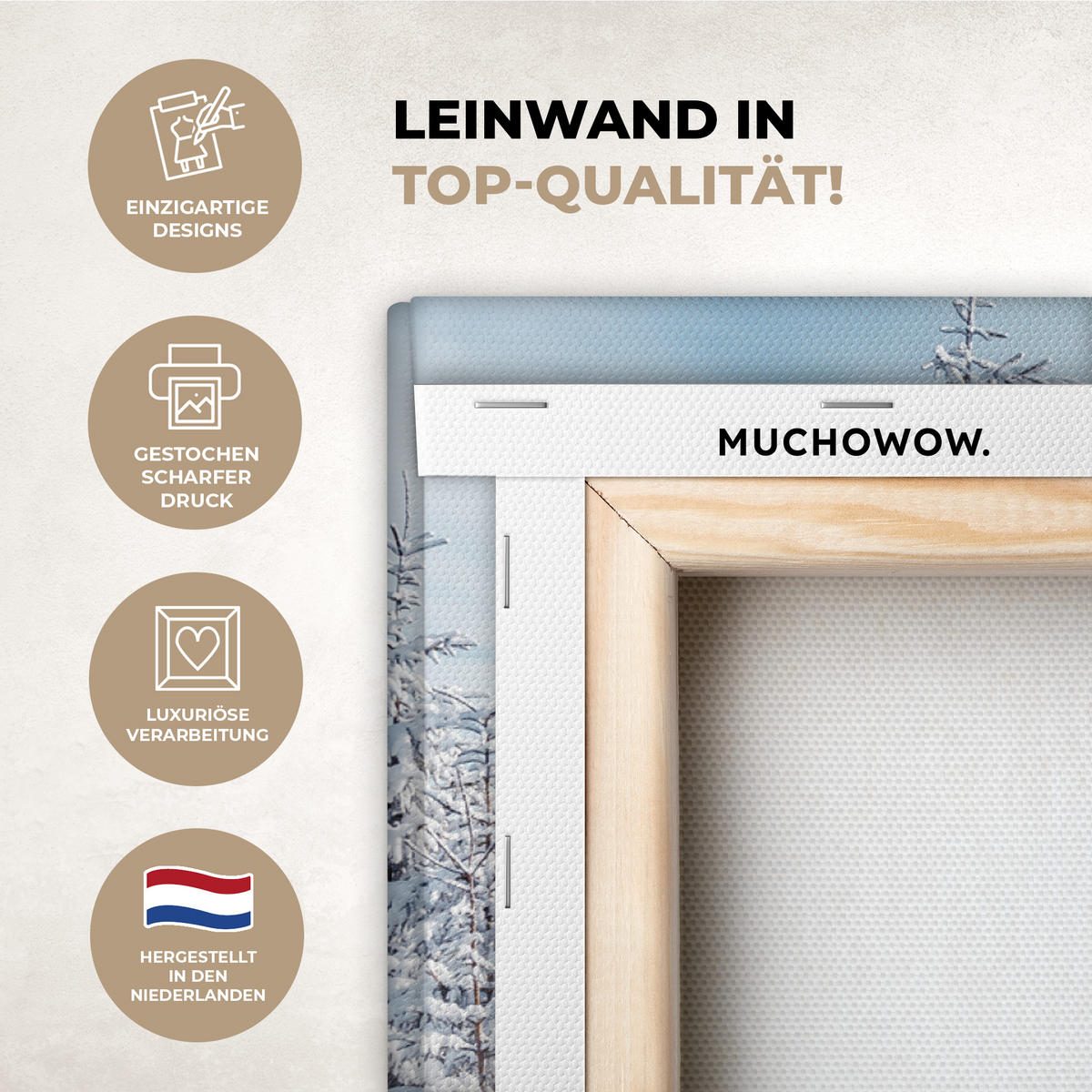 LEINWANDBILD Winterlandschaft - Natur - Berge - Bäume - Schnee Wandbilder 80x60 cm - Hellblau, Textil (80/60cm) - MuchoWow