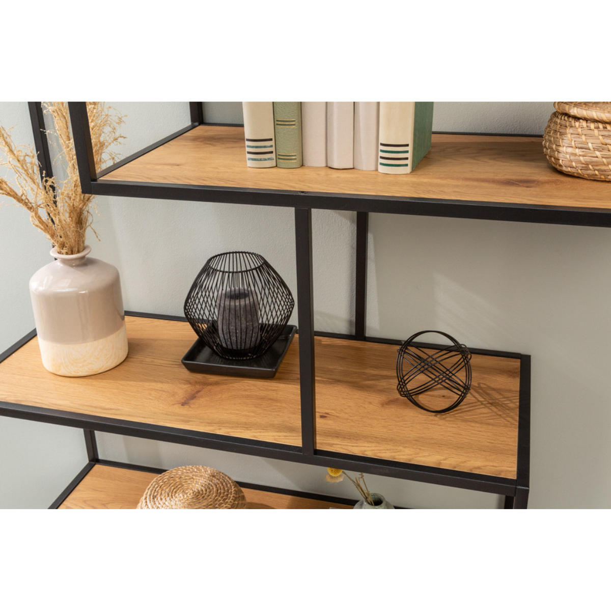 BÜCHERREGAL SLIM LINE Wildeiche 185cm - Schwarz/Braun, Holz/Metall (114/185/35cm) - riess-ambiente