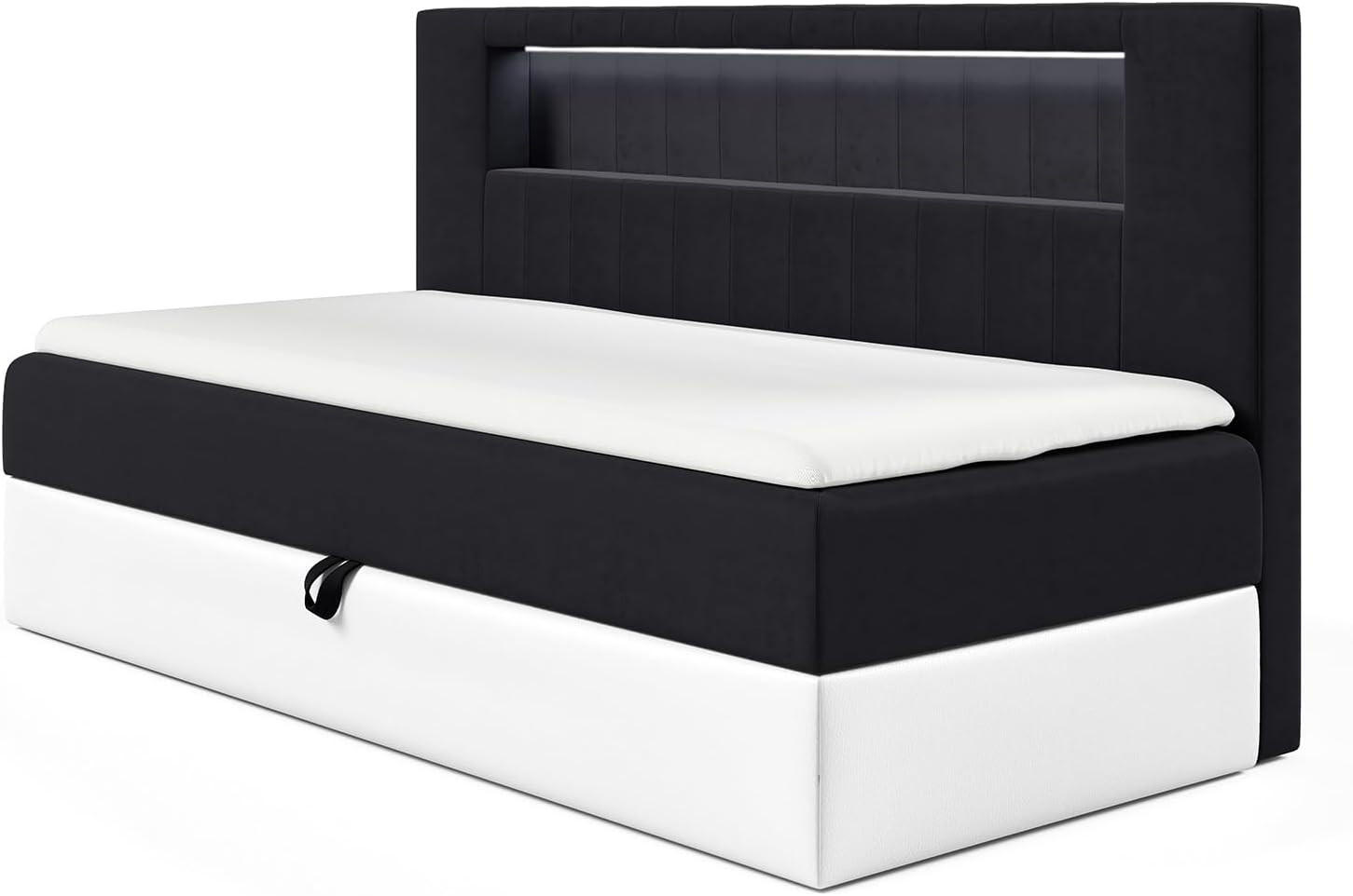 KINDERBETT GARETH 2 - Schwarz/Weiß, Holzwerkstoff (101/201cm) - Meblini