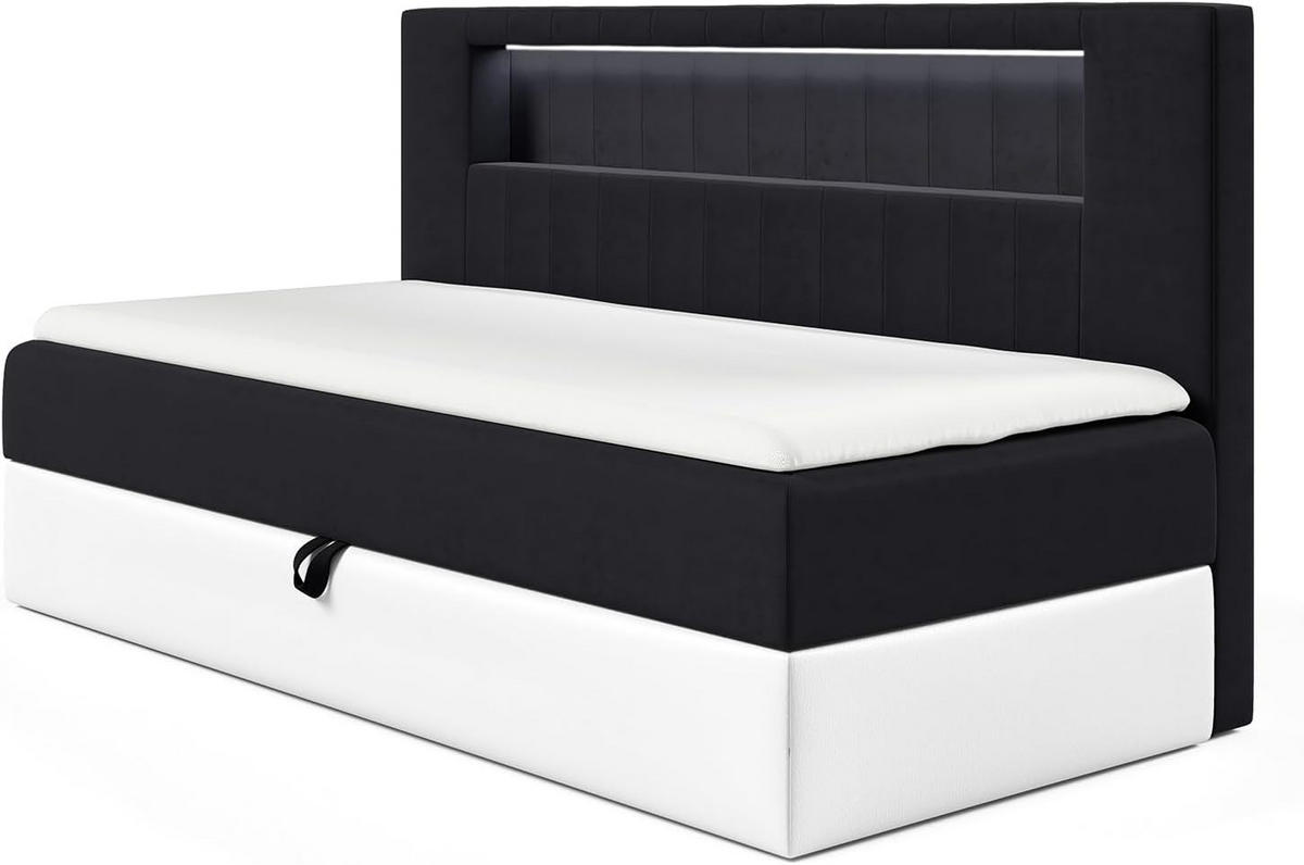 KINDERBETT GARETH 2 - Schwarz/Weiß, Holzwerkstoff (101/201cm) - Meblini