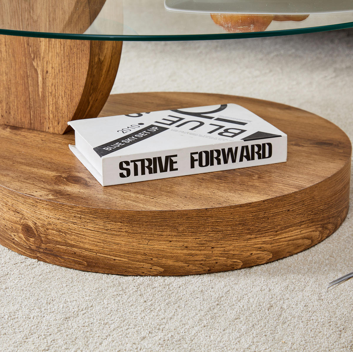 COUCHTISCH 49.8/69.8 cm transparent/holz aus MDF und Glas mit mehrstufiger Ablage - Klar, Holzwerkstoff (89.9/69.9/43.2cm) - OKMYHOME