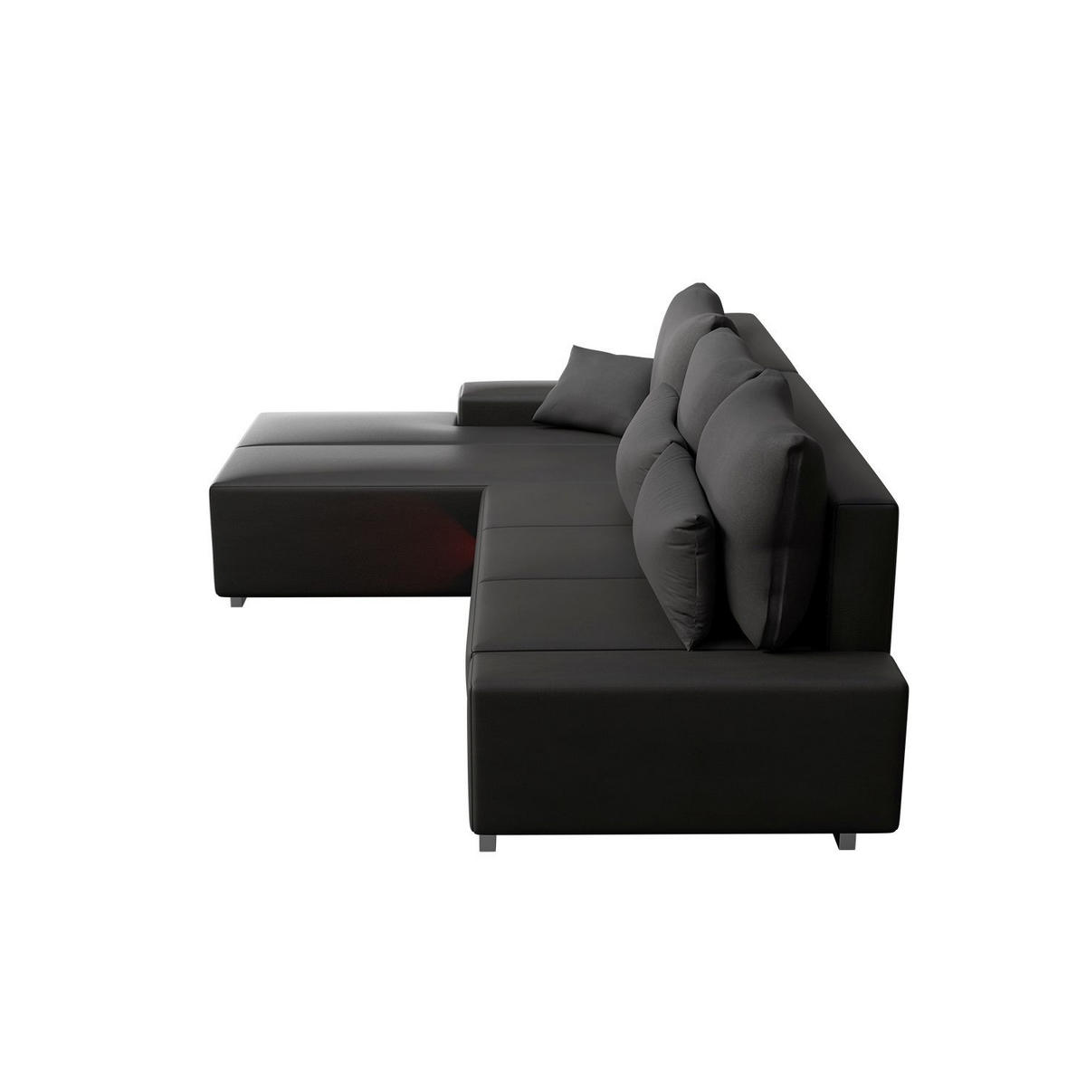 SOFA Davos mit Ottomane links dunkelgrau inkl LED - Dunkelgrau, Textil (260/180cm) - Juskys