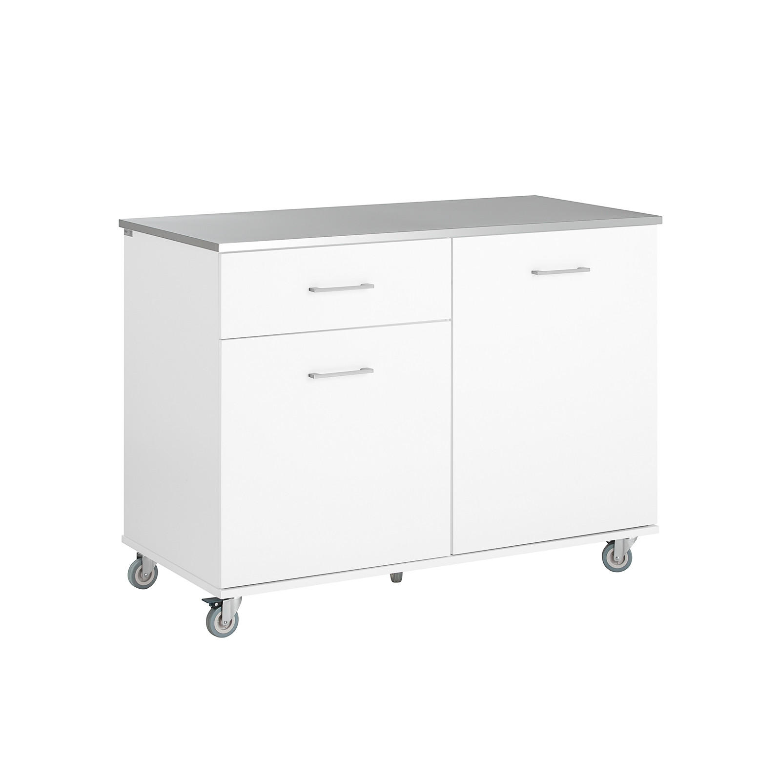 SoBuy KUCHYŇSKÝ OSTRŮVEK se 2 zásuvkami Bílá 120x56x90cm Moderní