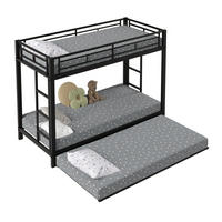 ETAGENBETT mit Ausziehbett 90x200 cm Metall Schwarz - Schwarz, Metall (90/200cm) - Beauniv