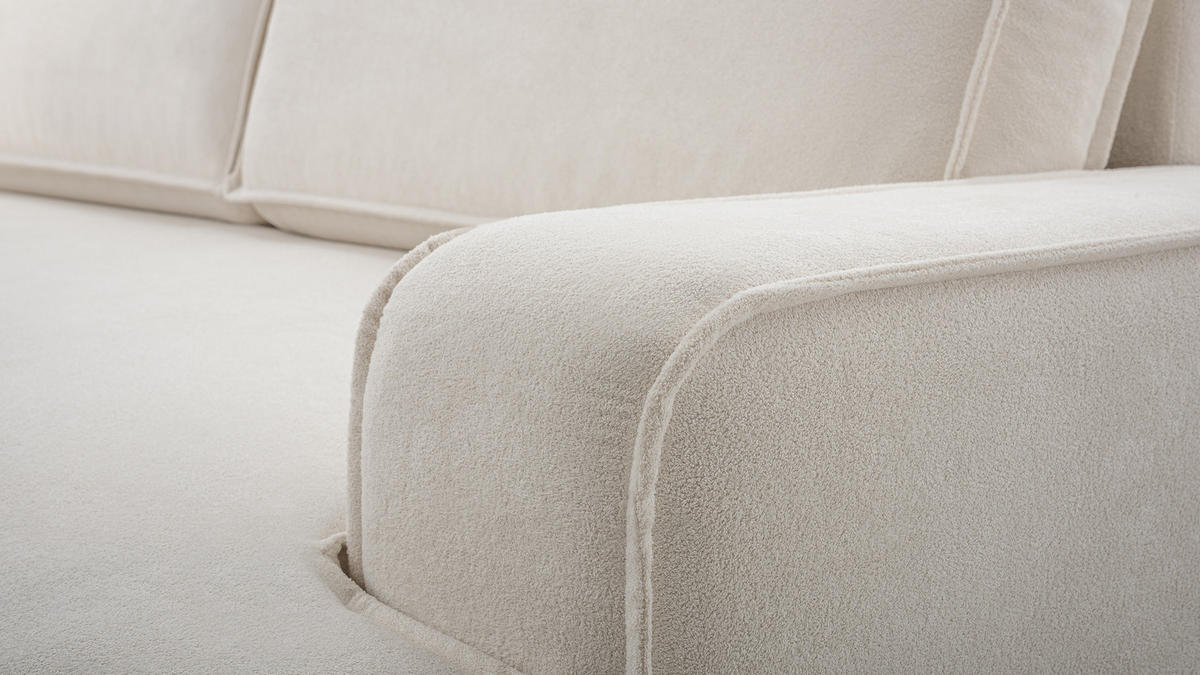 SOFA MONOS HELLGRAU Schlaffunktion Bouclé - Hellgrau, Textil (248/94/110cm) - Luxkor24