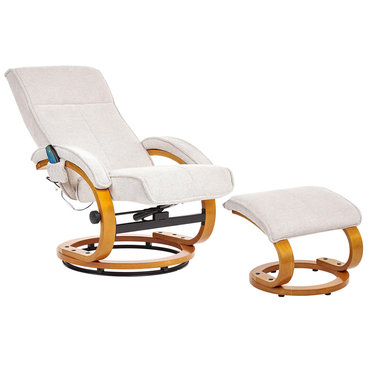 MASSAGESTUHL mit Fußstütze Stoff Hellbeige Hero - Beige, Textil (51/102/80cm) - Beliani