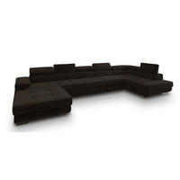 WOHNLANDSCHAFT TORIVA R-S Braun Velours-Stoff mit Schlaffunktion - Braun, Holz (418/90/202cm) - MASSENO