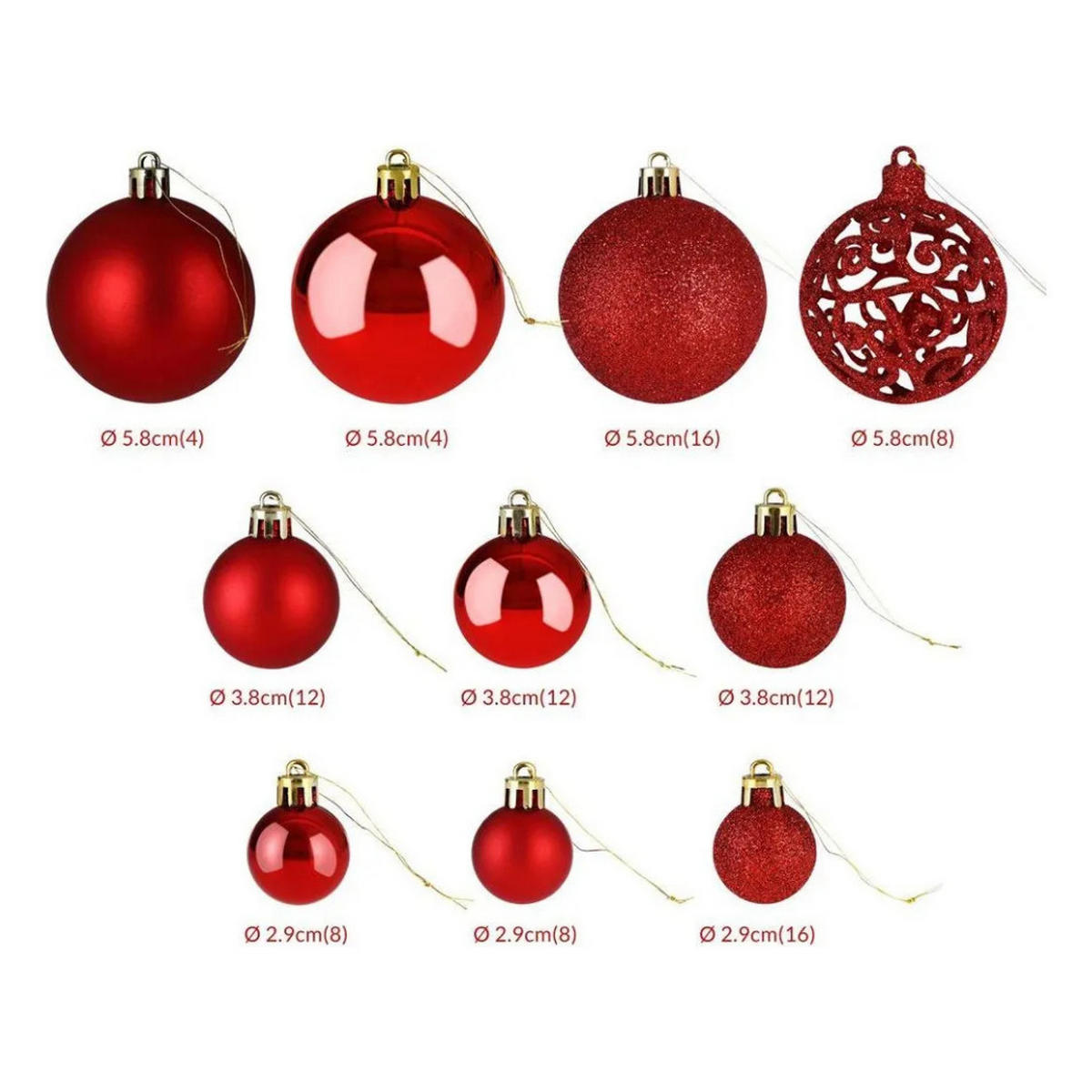 WEIHNACHTSKUGELN 100-tlg Rot - Rot, Kunststoff (30/18/30cm) - JUNG