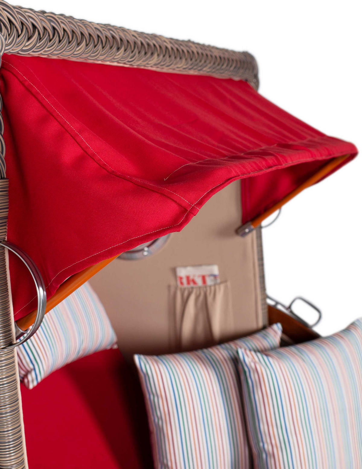 STRANDKORB 2-Sitzer Düne Mahagoni - Rot/Braun, Holz/Metall (125/170/80cm) - Mr. Deko