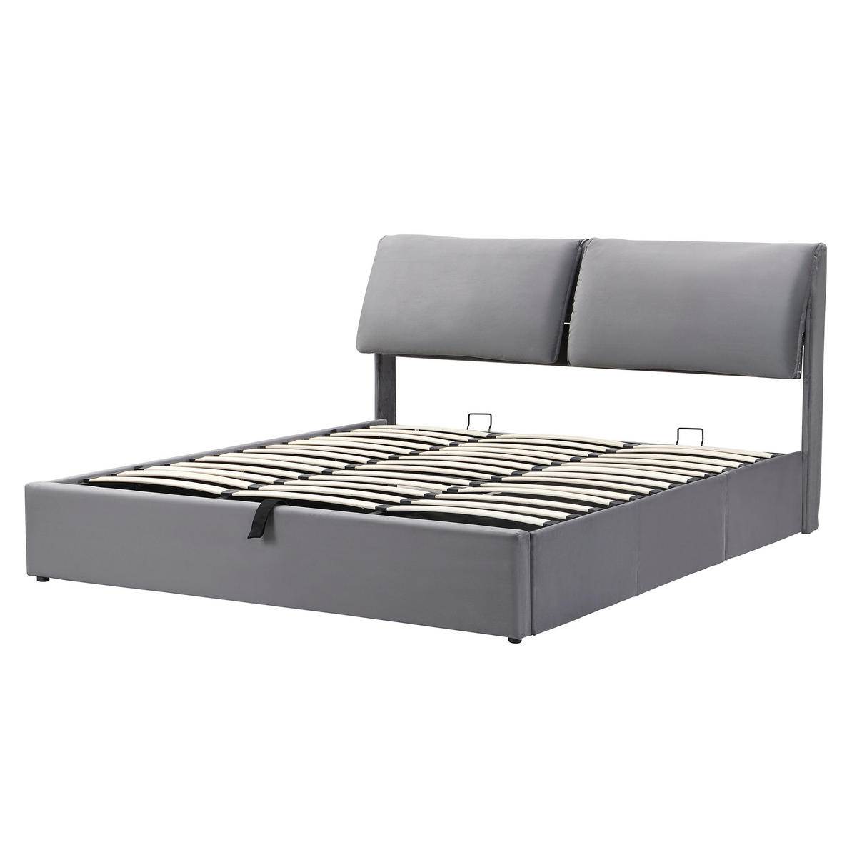 BETT mit Bettkasten und 3 Schubladen 180x200 cm Samt Grau - Grau, Metall (180/200cm) - Meubliv