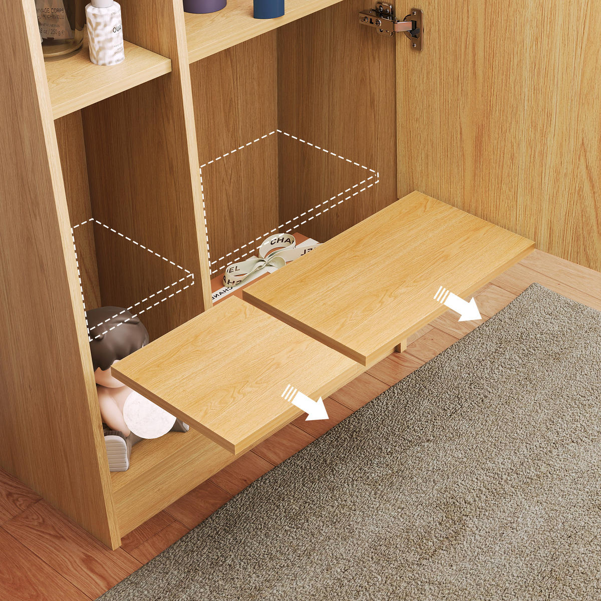 SCHUHSCHRANK Spiegel Holzoptik Hochschrank Stauraum - Naturfarben, Holzwerkstoff (60/165/28cm) - Urban Meuble