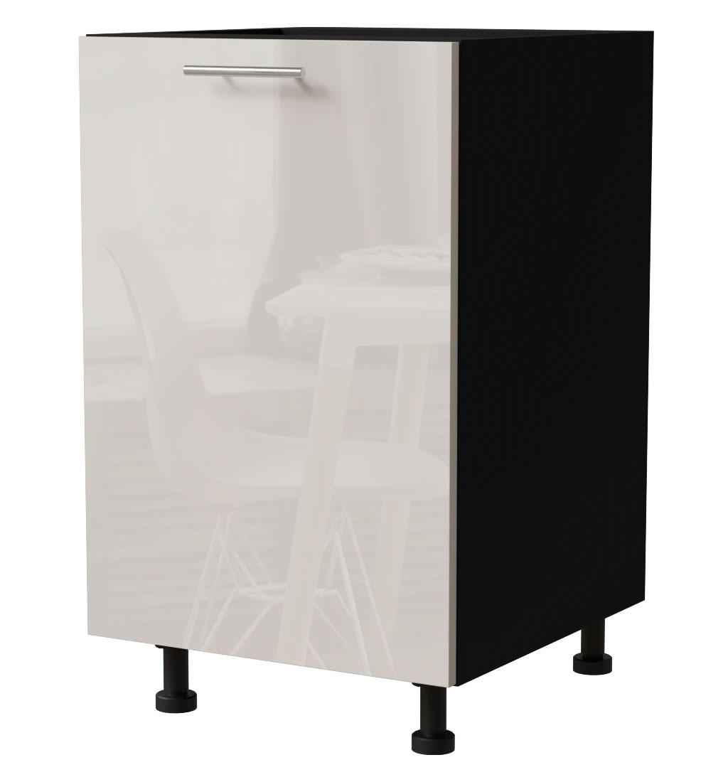 Feldmann-Wohnen Unterschrank Creme, Schwarz 50x82x50 cm