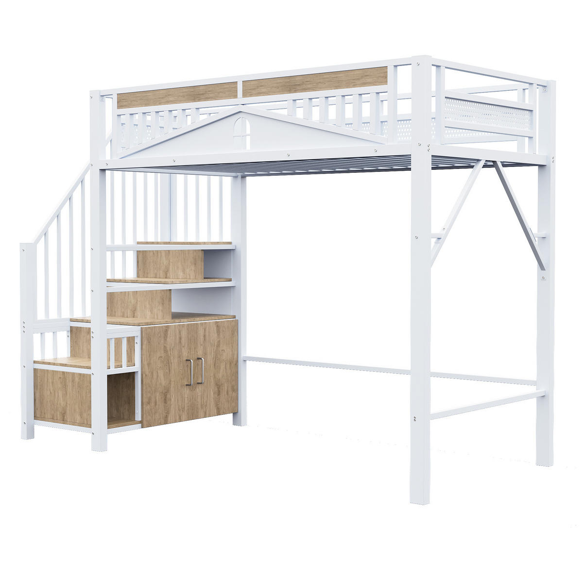 HOCHBETT 90/200 cm Weiß mit Sicherheitsgehäuse und Stauraum - Weiß, Metall (90/200cm) - OKWISH