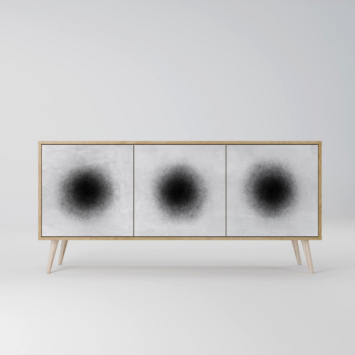 SIDEBOARD BLACK HOLE, Eicheneffekt, 164,5x42x77,5 cm, 3 Türen - Eichefarben/Buchefarben, Holzwerkstoff/Buchenholz (164.5/77.5/42cm) - SpaceRebels