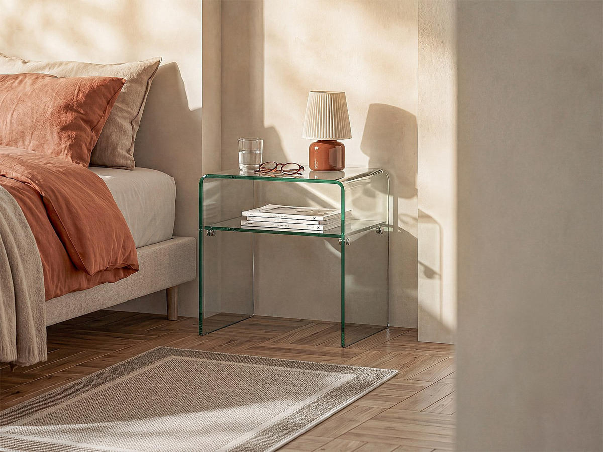 NACHTTISCH - 48 cm x 40 cm - Glas - Transparent - STILEOS - Transparent, Glas (48/40/40cm) - Vente-Unique