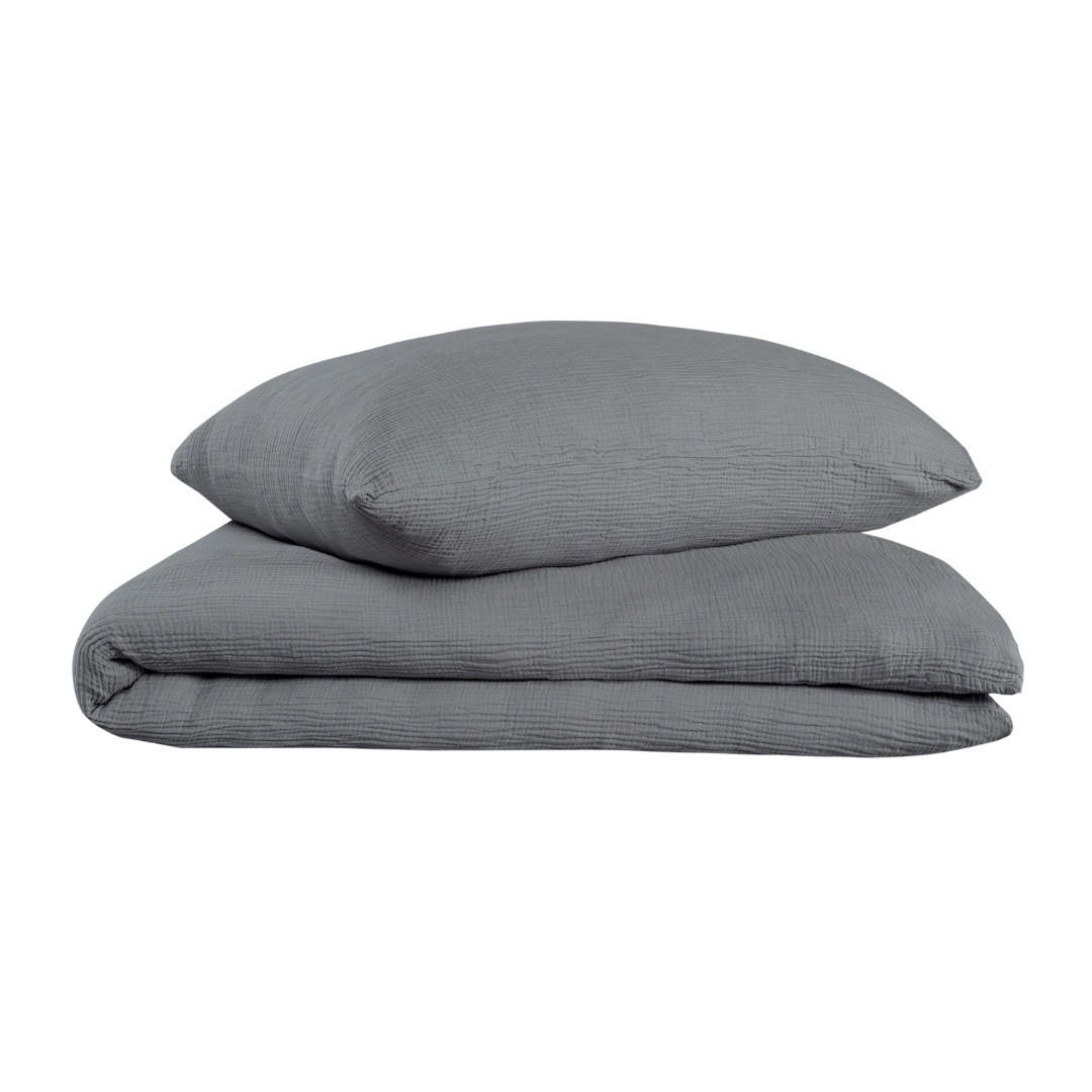 BETTWÄSCHESET Sally - Musselin - 2-teilig -135x200cm - Dunkelgrau - Dunkelgrau, Textil (135/200cm)