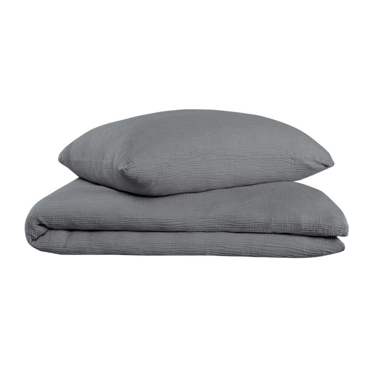 BETTWÄSCHESET Sally - Musselin - 2-teilig -135x200cm - Dunkelgrau - Dunkelgrau, Textil (135/200cm)