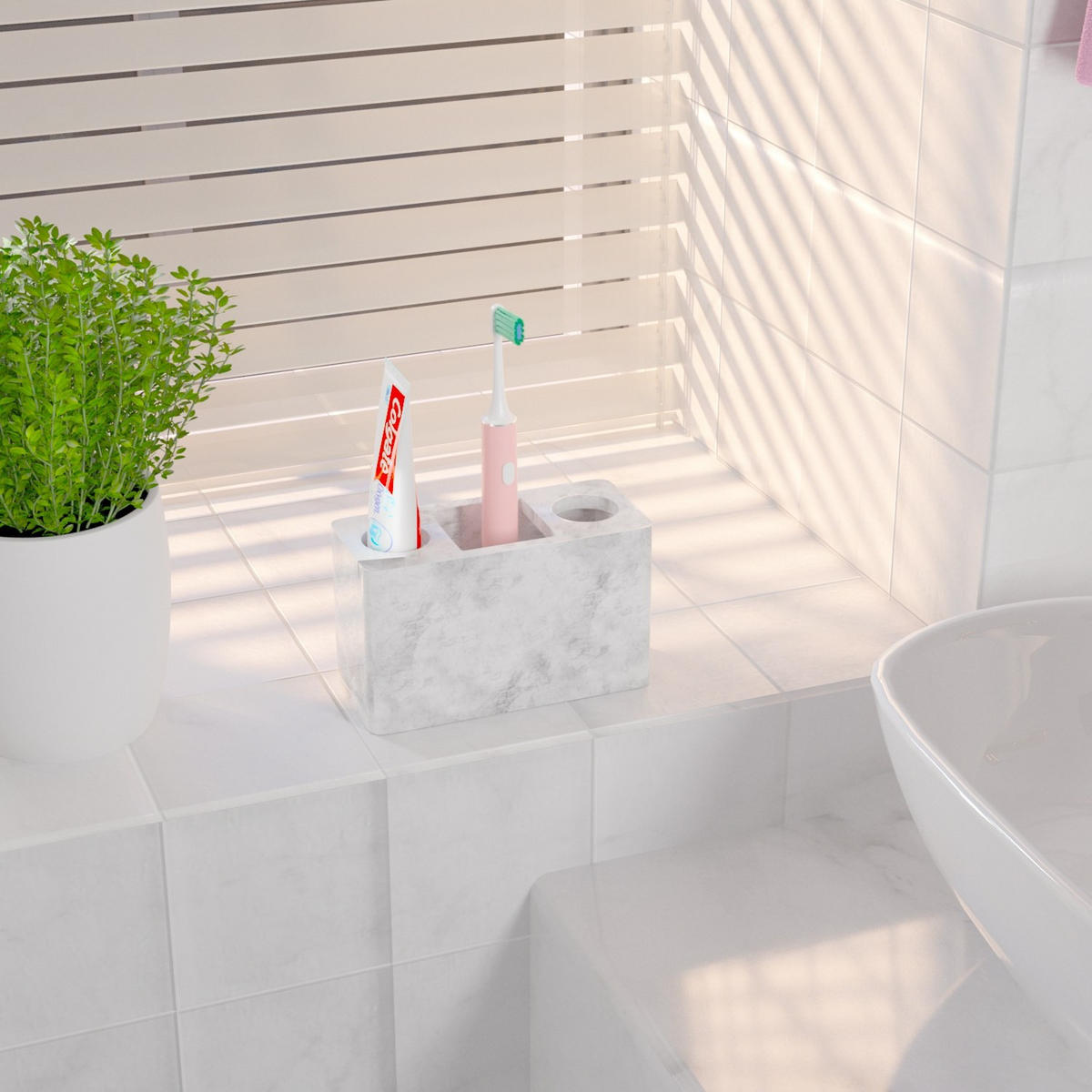 ZAHNBÜRSTENHALTER - Weiß, Kunststoff (6.8/9.2/15.7cm) - Intirilife