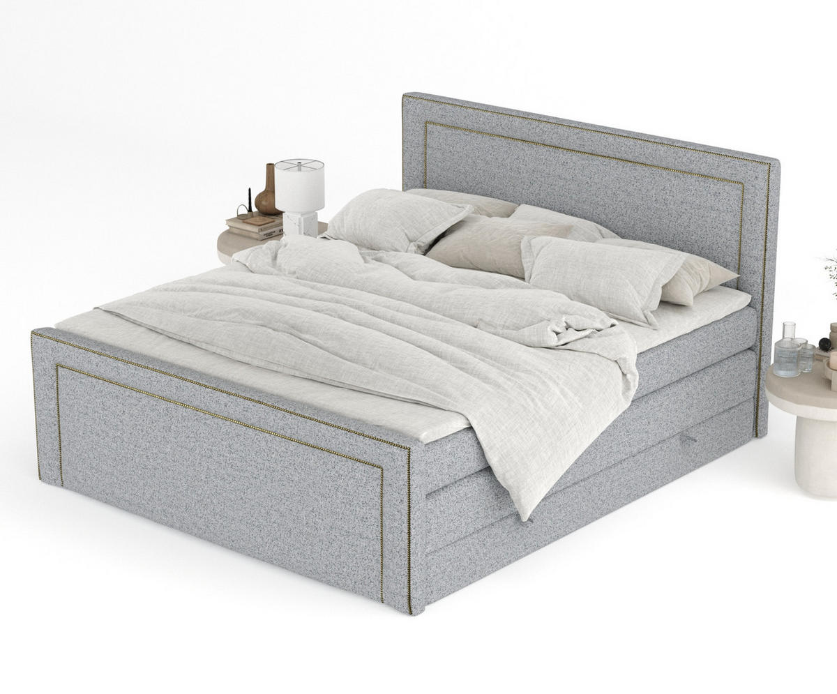 BOXSPRINGBETT Luxora Grau 200/200 cm - Schwarz/Grau, Holz/Holzwerkstoff (200/200cm) - Maison de Reve