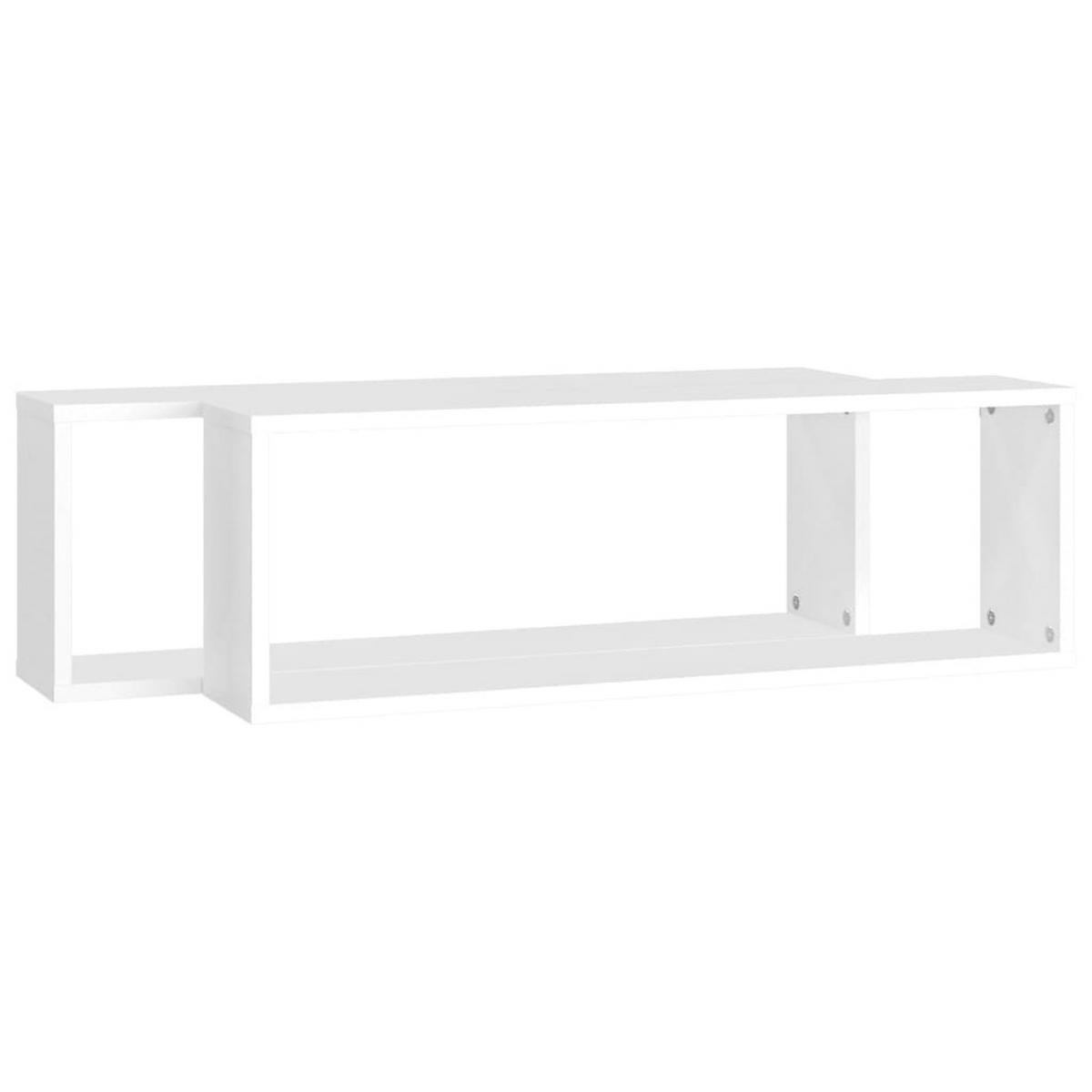 WÜRFELREGALE 2 Stk. Weiß 80x15x26,5 cm Holzwerkstoff - Weiß, Holzwerkstoff (80/26.5/15cm) - furnicato