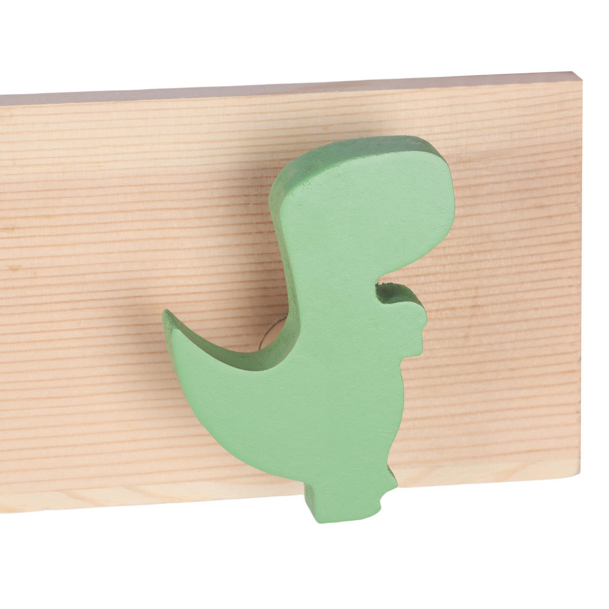 VEŠIAK prírodná zelená 4-háčiky dinosaurus 50 cm - svetlohnedá, drevo/kompozitné drevo (50/7/4cm) - Relaxdays