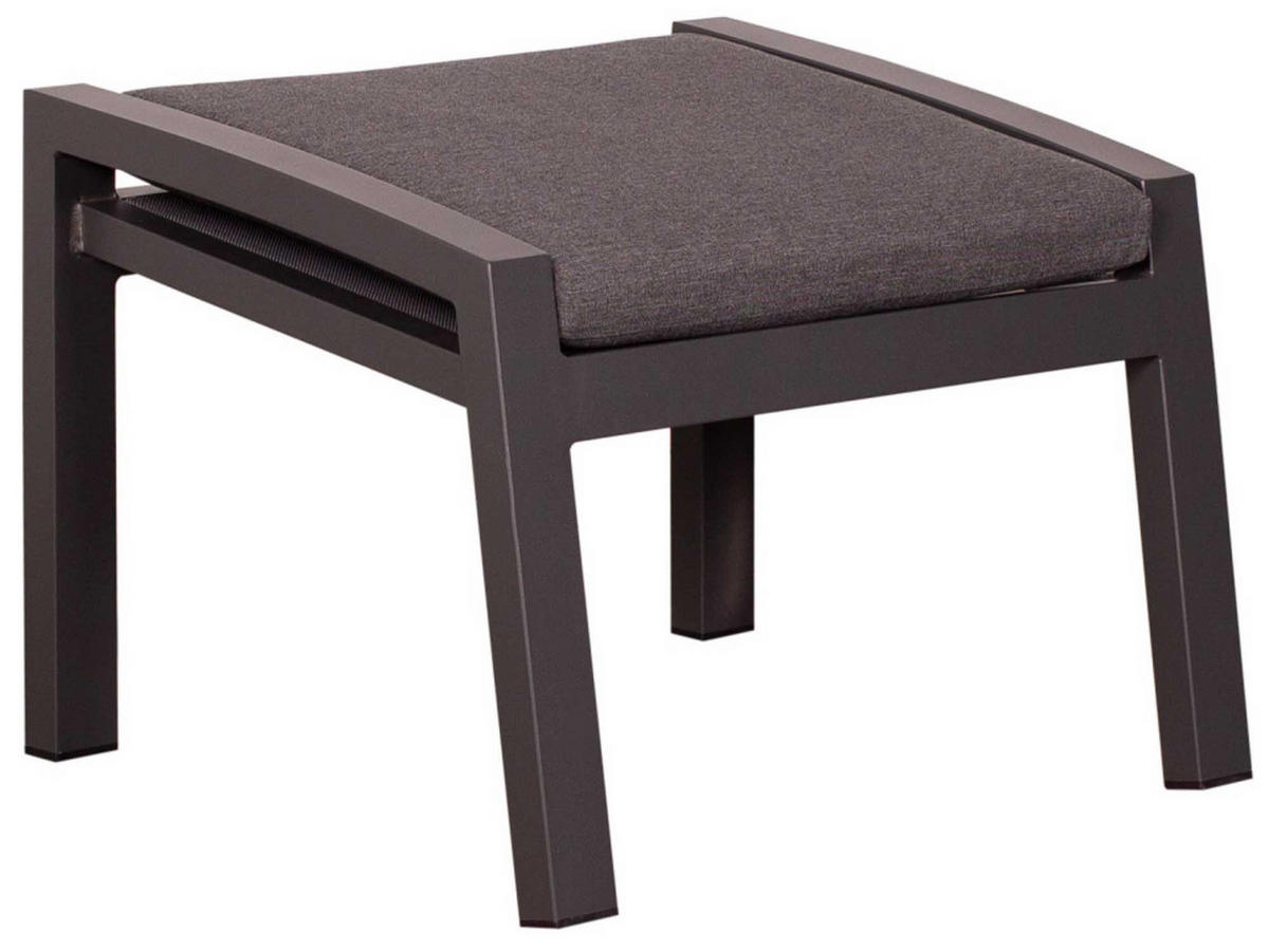 HOCKER Sevilla Alu/Textilene inkl. Kissen anthrazit - Grau, Metall (60/43/47cm) - Mr. Deko