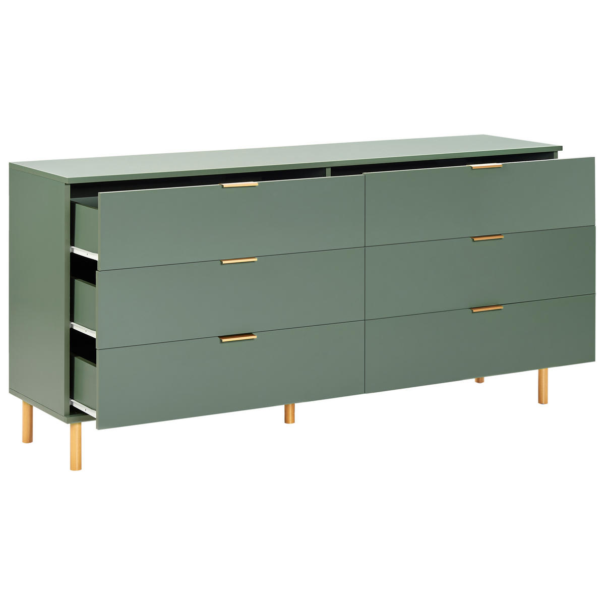 KOMODA s 6 zásuvkami Zelená Walpole - zelená barva, kompozitní dřevo (158/76/40cm) - Beliani