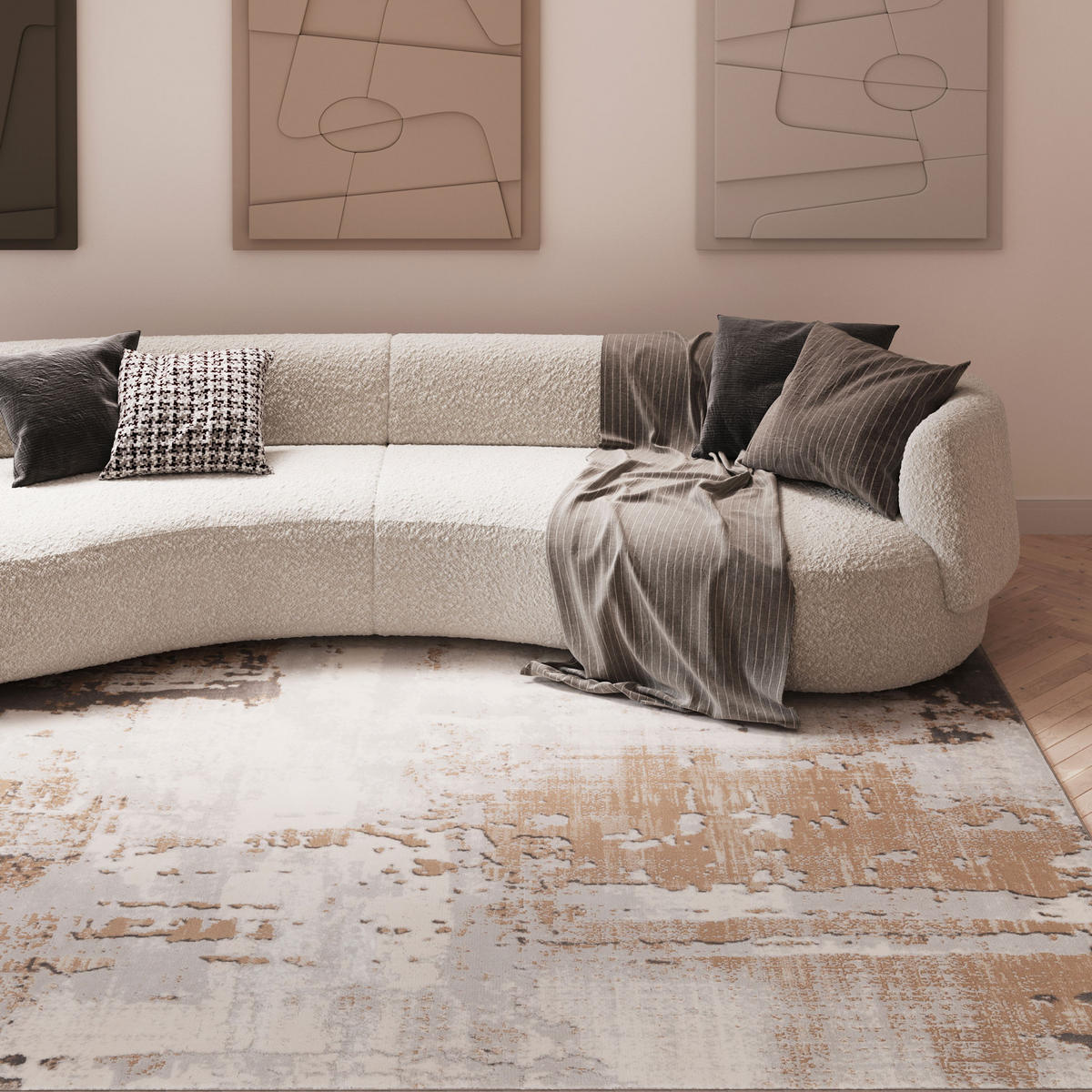 WEBTEPPICH Grace Beige - Beige, Textil (240/330cm) - Kukoon Rugs