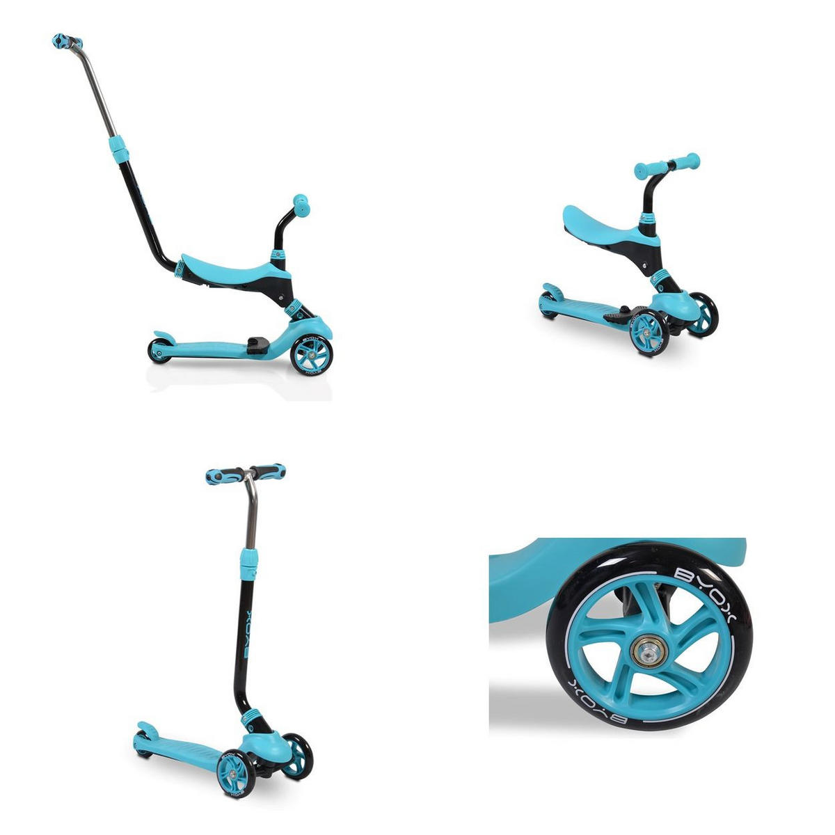 KINDERROLLER Tristar 3 in 1 blau Roller Rutscher Schiebestange PU Räder ABEC-5 - Blau, Metall (55/26/76cm)