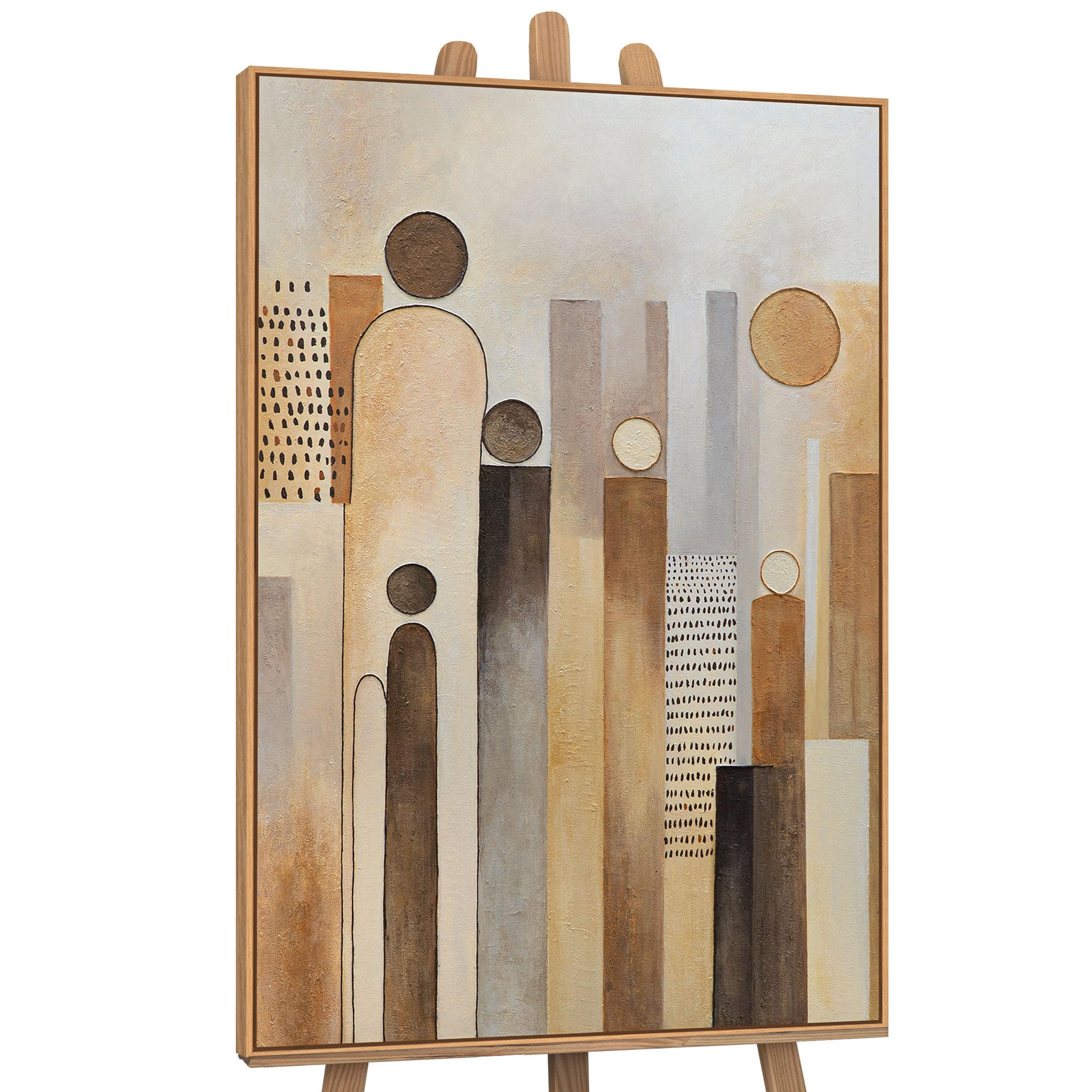 GEMÄLDE Stadt der Figuren Schattenfugenrahmen Eichefarben 120x80 cm - Eichefarben, Holz (120/80cm) - YS-art gallery