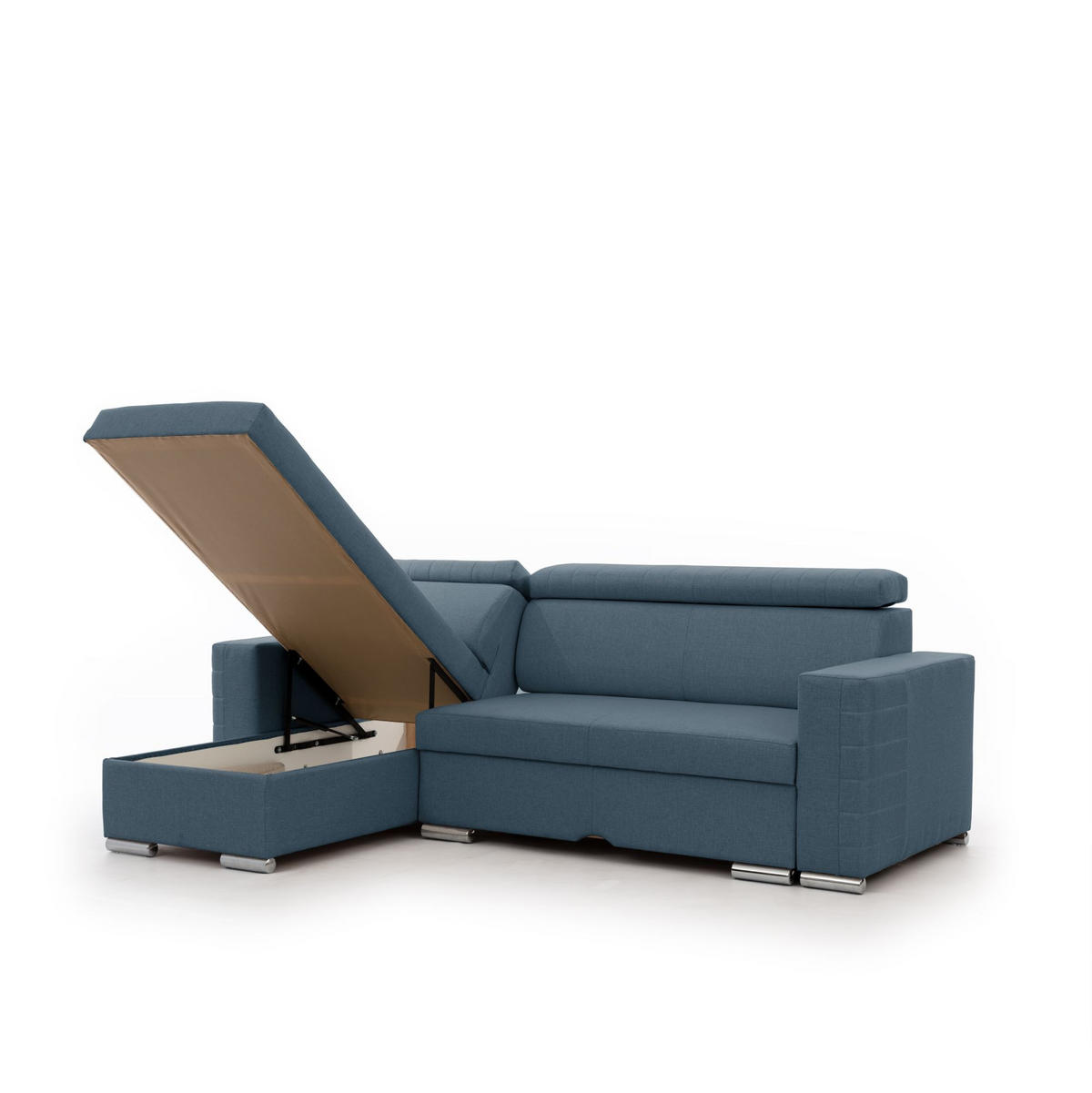 ECKSOFA Canton In Liverpool - Blau, Holzwerkstoff/Textil (260/173cm) - Fun Möbel