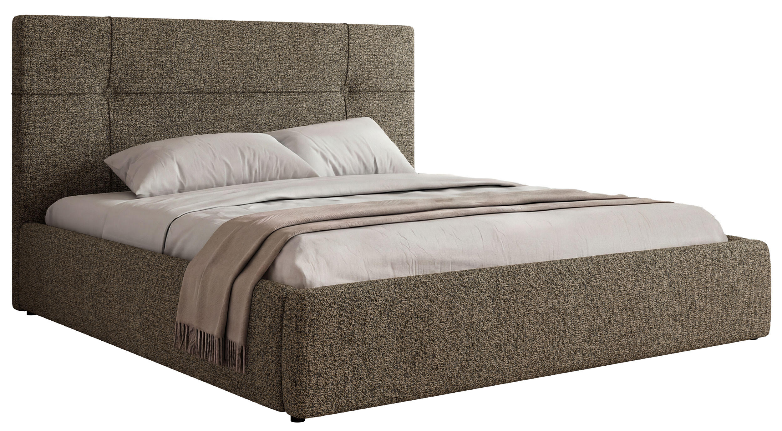 ČALOUNĚNÁ POSTEL CALERIO CLASSIC 180/200 - Šedá Strukturovaná látka - bez matrace - šedá/černá, textil/plast (180/200cm) - MKS