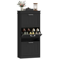SCHUHSCHRANK Schwarz MDF klappbar mit 3 Fächern 1 Stück - Schwarz, Holzwerkstoff (54/117.5/24cm) - PANGIVO