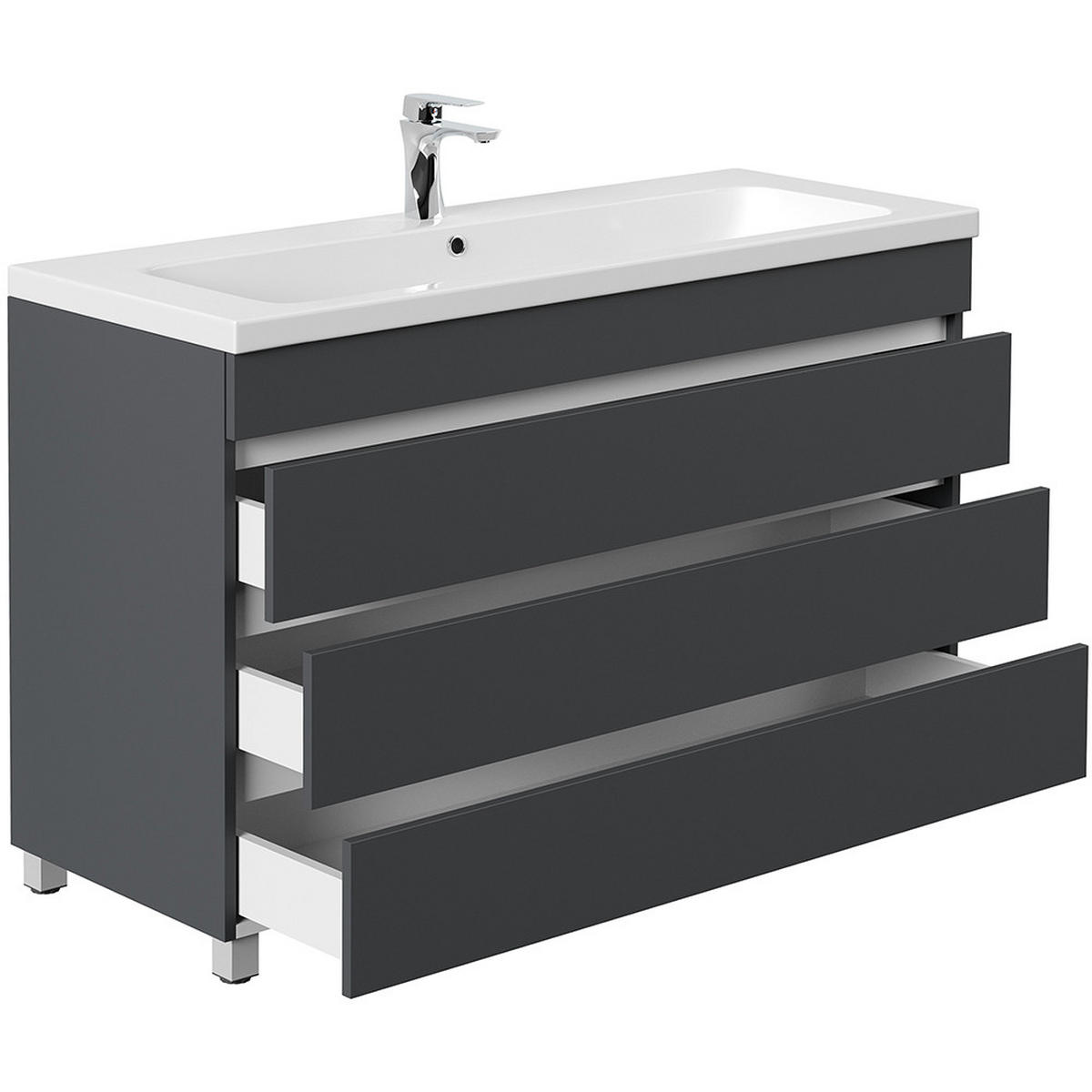 WASCHTISCH Frome-02 - Grau, Holzwerkstoff (120/85/46cm) - Lomado