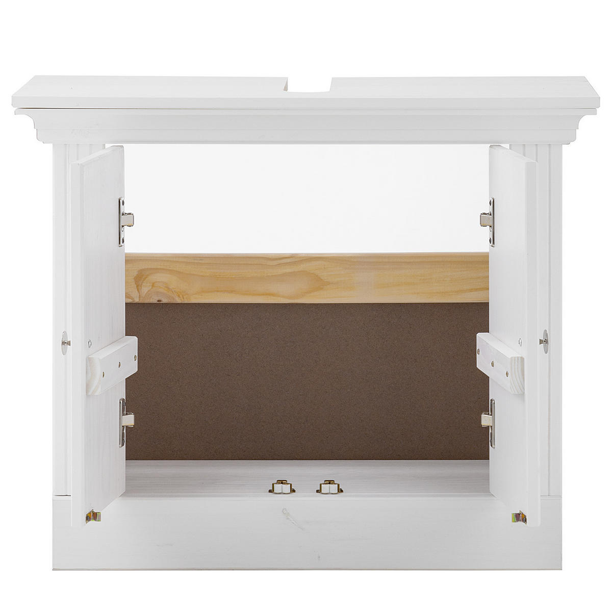 MASSIVER WASCHBECKENUNTERSCHRANK - Kiefer massiv - Silberfarben/Kieferfarben, Holz/Metall (73/61/33cm) - home24
