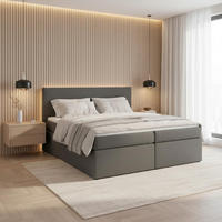 BOXBETT Lucy 2 Grau ca.180 / 200 cm mit Topper - Grau, Holz - Bessagi Home