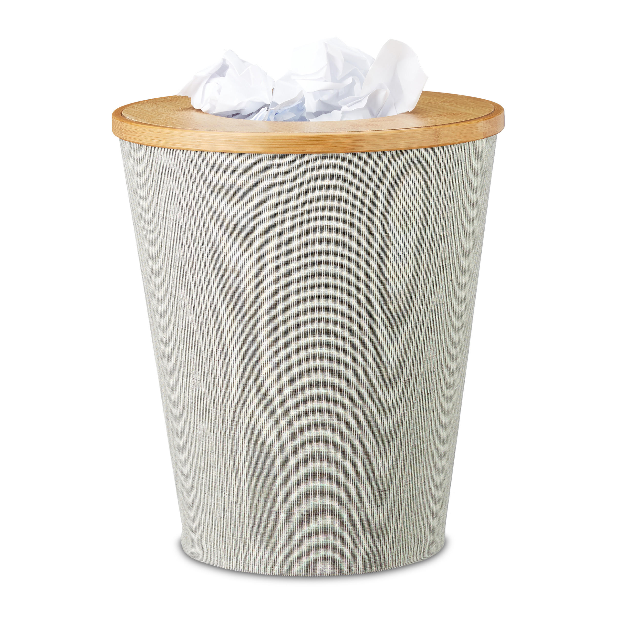 COȘ DE GUNOI natural bambus rotund cu capac 35 cm