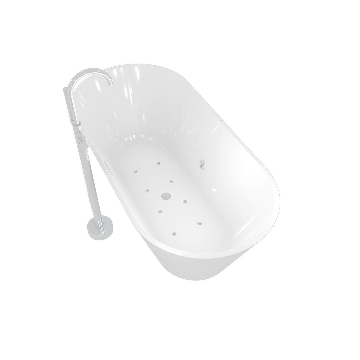 FREISTEHENDE Badewanne Wanne F11 170x80cm Luftmassage Armatur AF02 - Weiß, Glas/Kunststoff (80/58/170cm) - AcquaVapore by Sandra Jentho