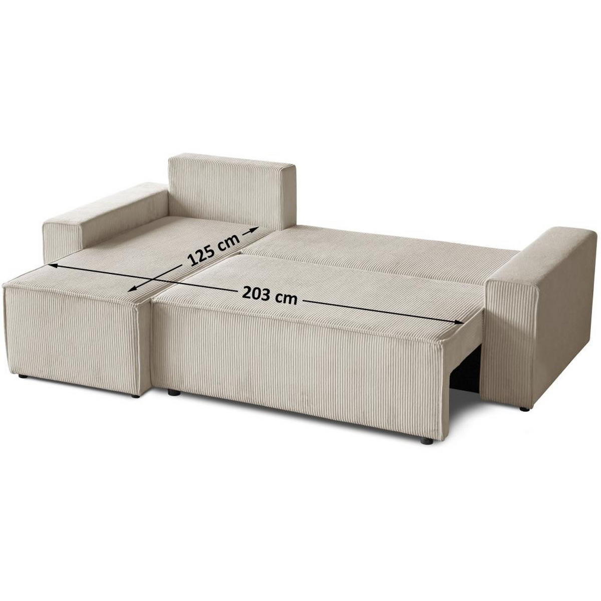 ECKSCHLAFSOFA mit Schlaffunktion Hektor beige - Beige/Schwarz, Kunststoff/Textil (247/152cm) - Beautysofa