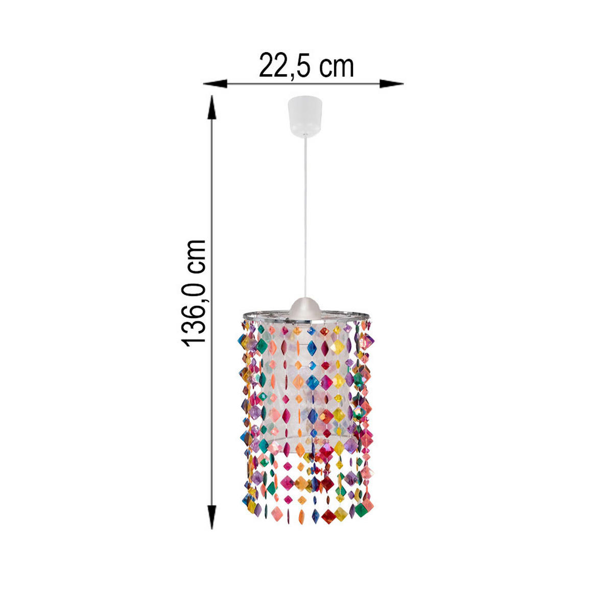 LED HÄNGELEUCHTE Metall Kristalloptik Bunt - Multicolor, Metall (22.5/22.5/36cm)