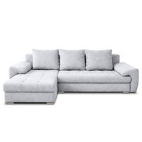 ECKSOFA L Form Manisa Hellgrau 234/145/83 cm Links mit Schlaffunktion - Silberfarben/Hellgrau, Kunststoff/Textil (145/234cm) - AX Living