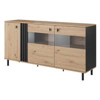 SIDEBOARD MADDALENA 165/83/40 cm mit 3 Türen Anthrazit - Anthrazit/Eiche Artisan, Holzwerkstoff (165/83/40cm) - MASSENO