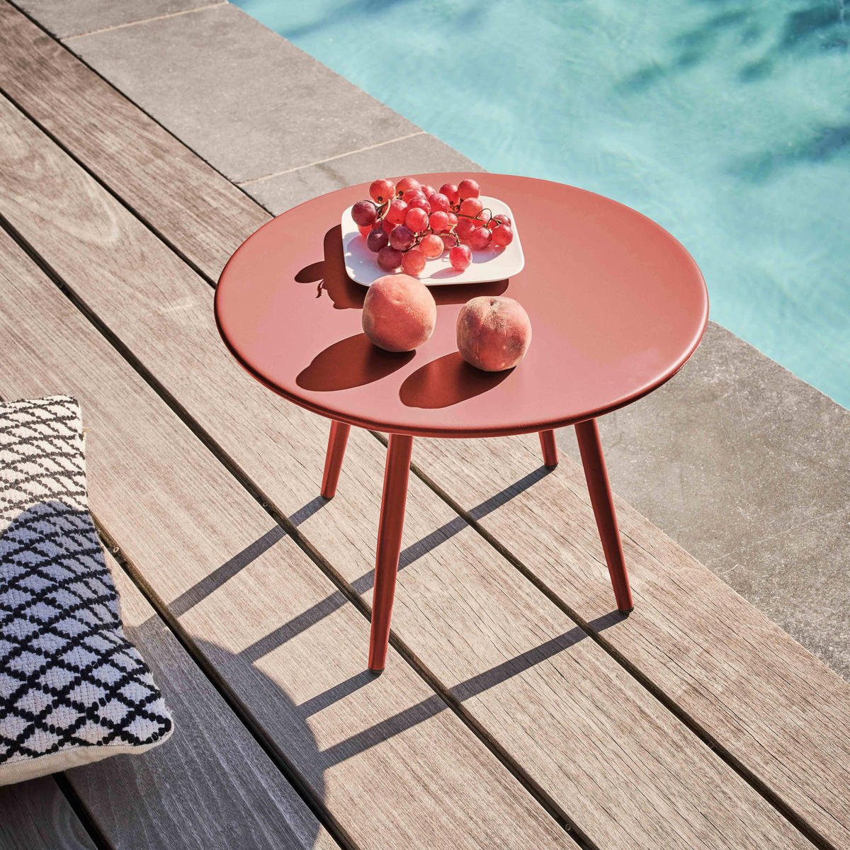 GARTEN-LOUNGETISCH, Lehm - Pink, Metall (40/40/30cm) - Oviala
