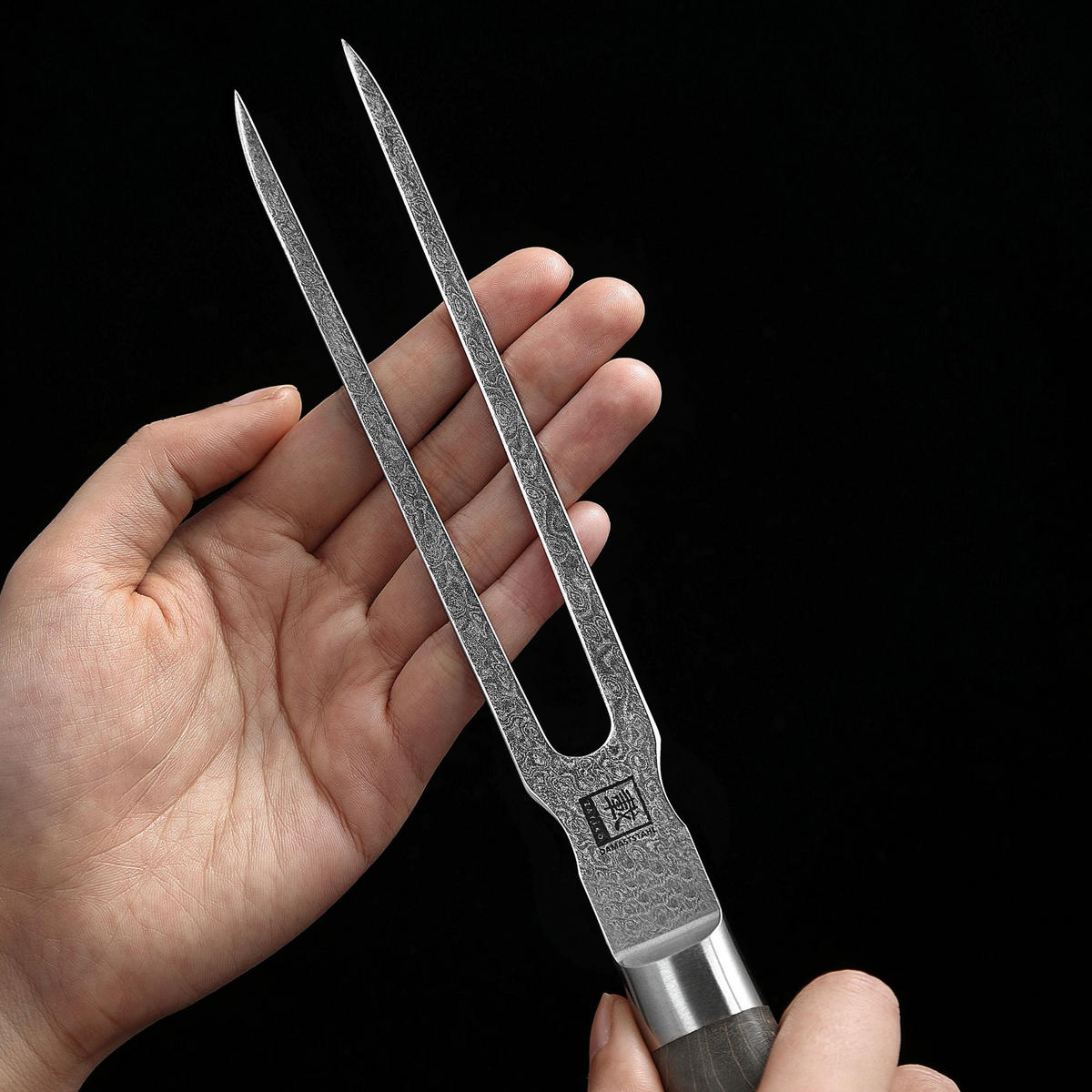 TRANCHIERGABEL 18 cm - Ahornfarben, Holz/Metall - Zayiko