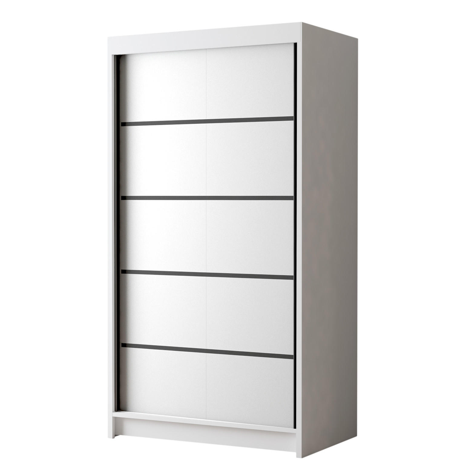 SCHWEBETÜRENSCHRANK Letto IV - 100 cm - Weiß, Holzwerkstoff/Metall (100/200/58cm) - Sofnet