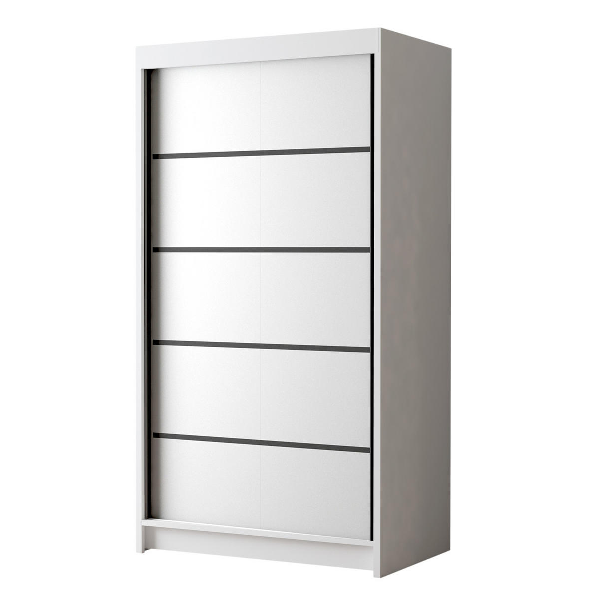 SCHWEBETÜRENSCHRANK Letto IV - 100 cm - Weiß, Holzwerkstoff/Metall (100/200/58cm) - Sofnet