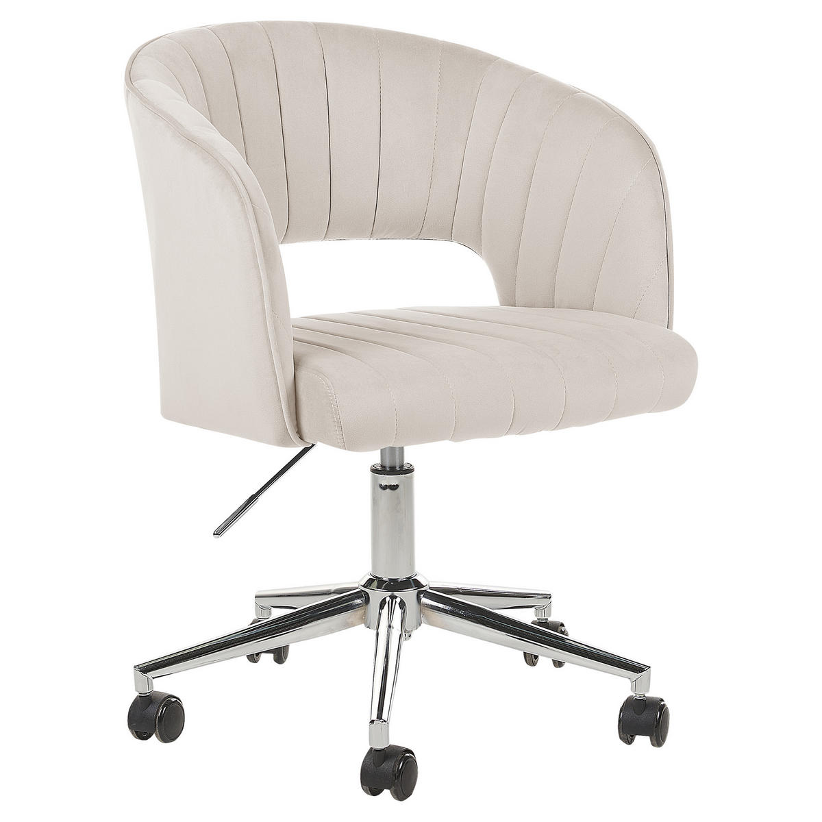 BÜROSTUHL Samtstoff Helles Beige Katonah - Beige/Silberfarben, Textil (57/78/57cm) - Beliani