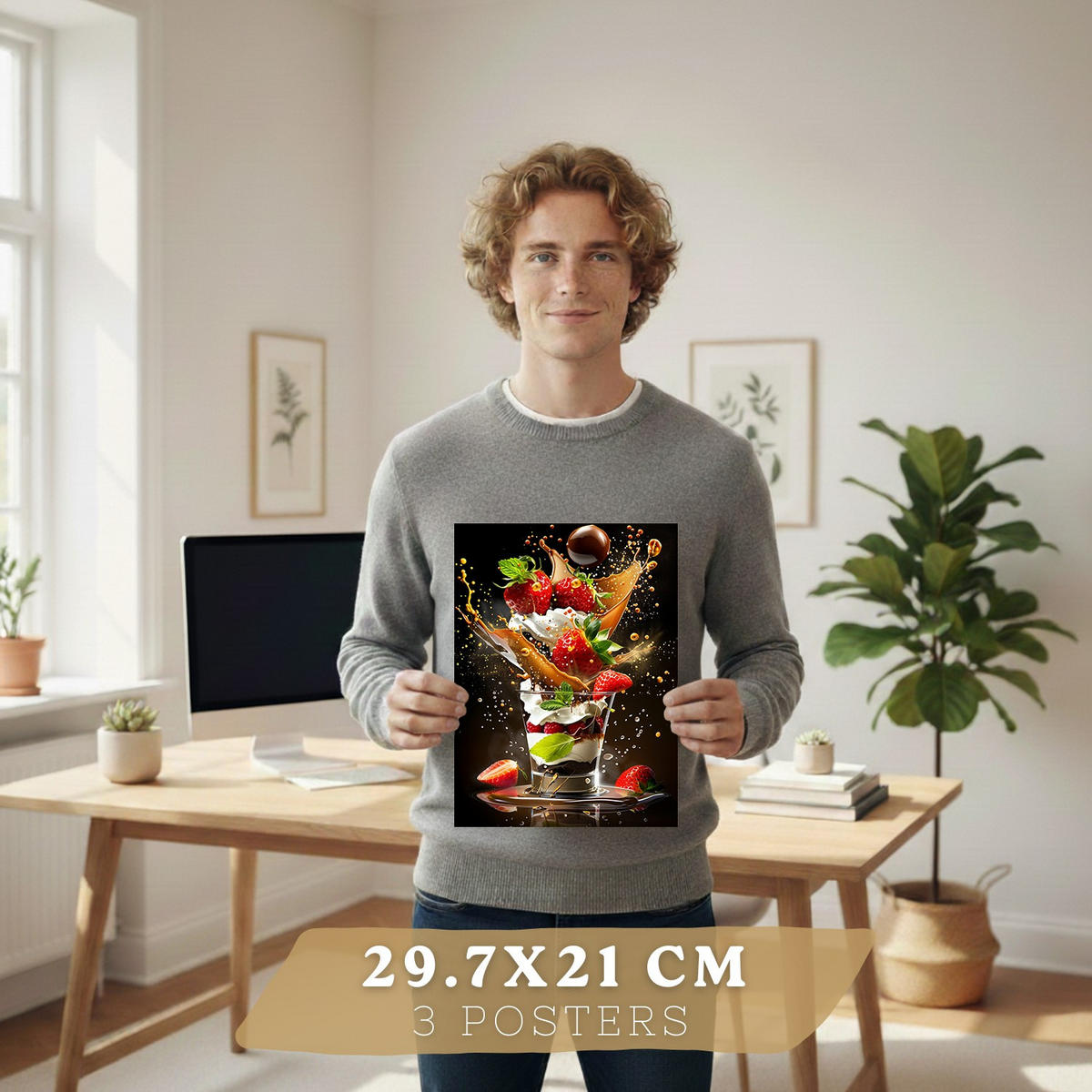 PLAKAT Sada 3 Salát A4 Bílý rám - bílá, papír (29.7/1/21cm) - Nacnic